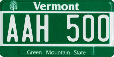 VT license plate AAH500