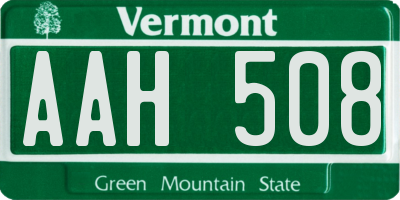 VT license plate AAH508