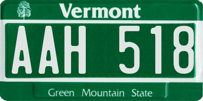 VT license plate AAH518