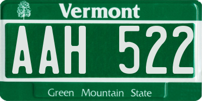 VT license plate AAH522