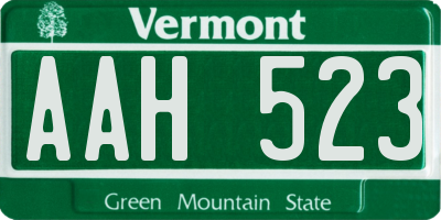 VT license plate AAH523