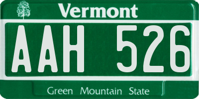 VT license plate AAH526