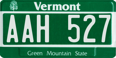 VT license plate AAH527