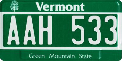 VT license plate AAH533