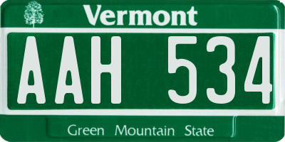 VT license plate AAH534