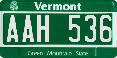 VT license plate AAH536