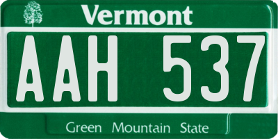 VT license plate AAH537