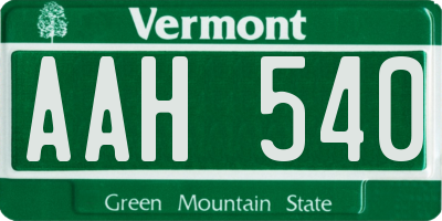 VT license plate AAH540