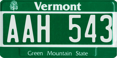 VT license plate AAH543