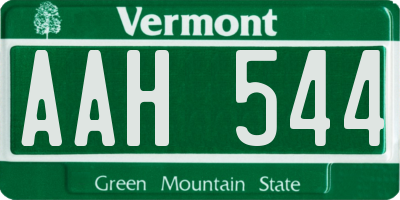 VT license plate AAH544