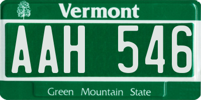 VT license plate AAH546