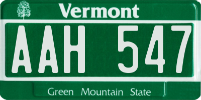 VT license plate AAH547