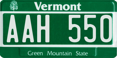 VT license plate AAH550