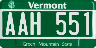 VT license plate AAH551