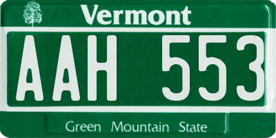 VT license plate AAH553