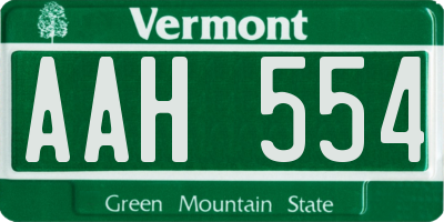 VT license plate AAH554