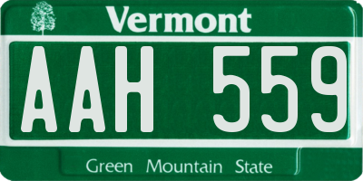 VT license plate AAH559