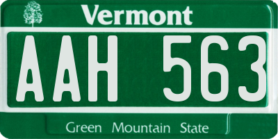 VT license plate AAH563