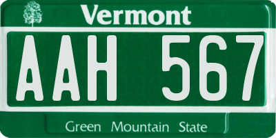 VT license plate AAH567