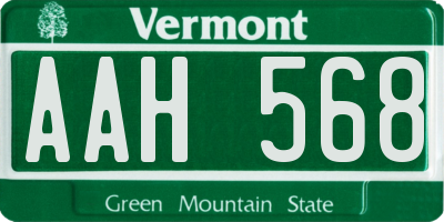 VT license plate AAH568