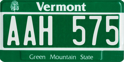 VT license plate AAH575