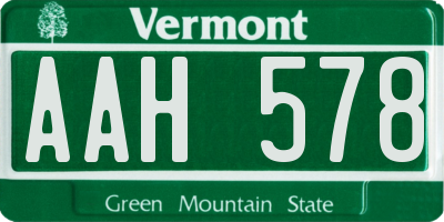 VT license plate AAH578