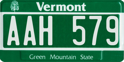 VT license plate AAH579