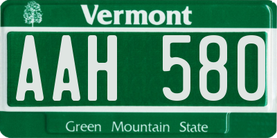 VT license plate AAH580