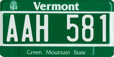 VT license plate AAH581