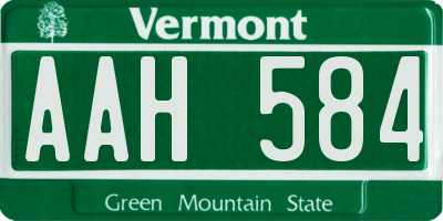 VT license plate AAH584