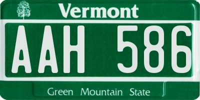 VT license plate AAH586