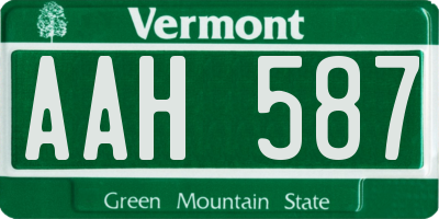 VT license plate AAH587