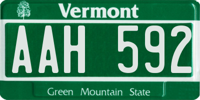 VT license plate AAH592