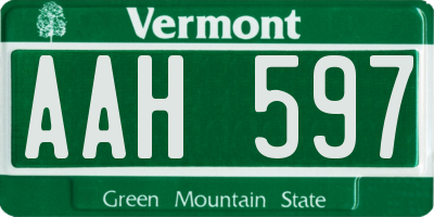 VT license plate AAH597