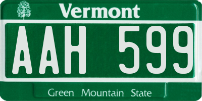 VT license plate AAH599