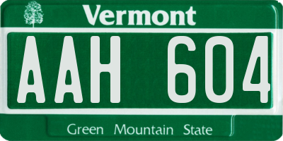 VT license plate AAH604