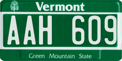 VT license plate AAH609