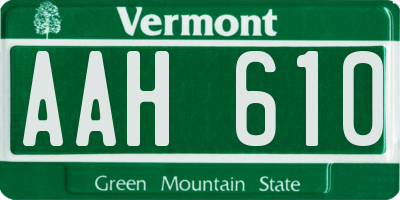 VT license plate AAH610