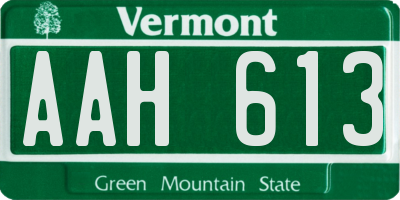 VT license plate AAH613