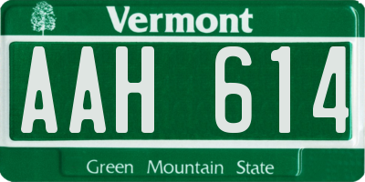 VT license plate AAH614