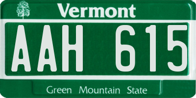 VT license plate AAH615