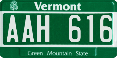 VT license plate AAH616