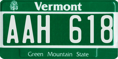 VT license plate AAH618