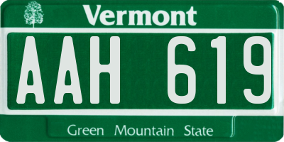 VT license plate AAH619