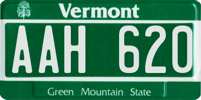 VT license plate AAH620