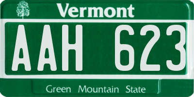 VT license plate AAH623