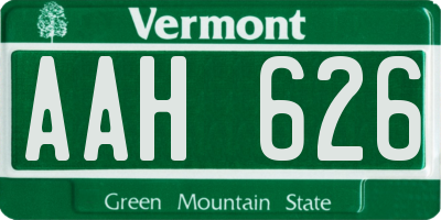 VT license plate AAH626