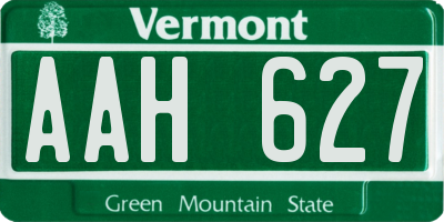 VT license plate AAH627