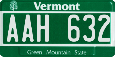 VT license plate AAH632