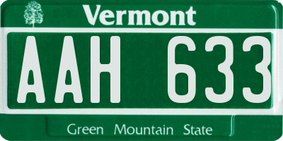 VT license plate AAH633